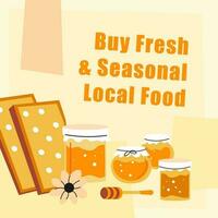 acquistare fresco e di stagione Locale cibo, miele nel vaso vettore