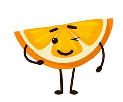 cartone animato arancia fetta personaggio o emoji design vettore