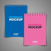 mockup del marchio di identità aziendale, mockup con quaderni di copertina di colore blu e rosa vettore