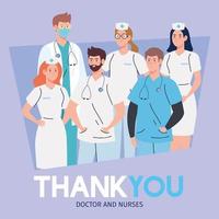 grazie medici e infermieri che lavorano negli ospedali, combattendo il coronavirus covid 19 vettore