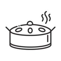 chef cucina padella cibo utensile caldo icona stile linea vettore