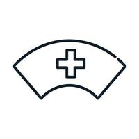 icona della linea medica uniforme del cappello dell'infermiera della salute vettore