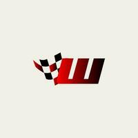lettera w bandiera da corsa gara design vettore
