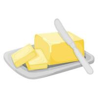 latte Prodotto naturale ingrediente burro o margarina icona, concetto cartone animato biologico latteria prima colazione cibo vettore illustrazione, isolato su bianca.