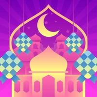 eid mubarak con ketupat vettore