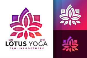 colurful loto yoga logo design vettore simbolo icona illustrazione