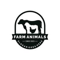 azienda agricola animali logo design vettore. bestiame logo vettore