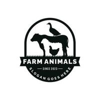 azienda agricola animali logo design vettore. bestiame logo vettore