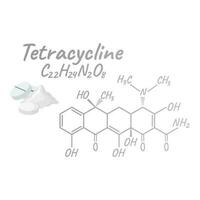 tetraciclina antibiotico chimico formula e composizione, concetto strutturale medico droga, isolato su bianca sfondo, vettore illustrazione.