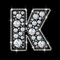 lettera dell'alfabeto k fatta da brillanti e scintillanti gioielli con diamanti font 3d stile realistico illustrazione vettoriale