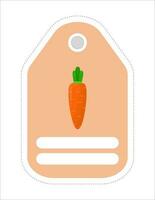 carino verdura etichetta. promemoria, scrittura etichetta.di.carta con il Immagine di carote vettore
