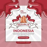 modello di banner per volantino social media festa dell'indipendenza dell'indonesia vettore