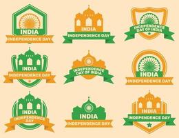 collezioni di badge per il giorno dell'indipendenza dell'india vettore