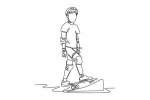 continuo uno linea disegno persone l'esecuzione all'aperto attività. gli sport concetto. singolo linea disegnare design vettore grafico illustrazione.