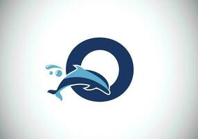 iniziale alfabeto con un' delfino logo design. acqua animale icona. font emblema. moderno vettore logotipo per attività commerciale e azienda identità.