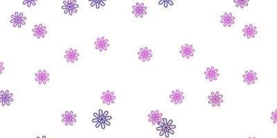 sfondo di doodle di vettore rosa viola chiaro con fiori