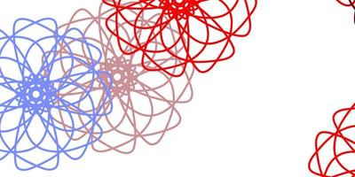 sfondo di doodle di vettore rosso azzurro chiaro con fiori