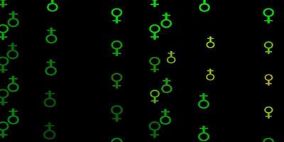 sfondo vettoriale giallo verde scuro con simboli di donna