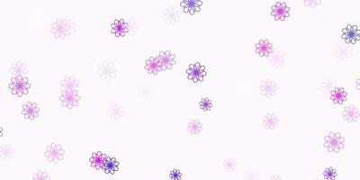 modello di doodle di vettore rosa viola chiaro con fiori