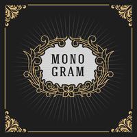 Monogramma di lusso Vintage Banner Template Design vettore