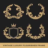 Set di Vintage Luxury Monogram Frame Template Design vettore