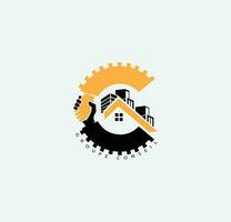 vettore logo design per costruzione servizio e architettura