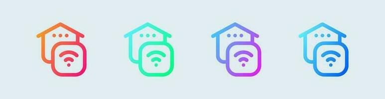 inteligente casa linea icona nel pendenza colori. Casa tecnologia segni vettore illustrazione.