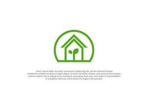 logo Casa pianta foglia germoglio verde natura vettore