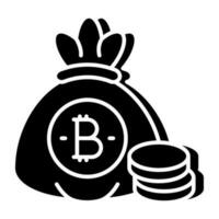 un' unico design icona di bitcoin i soldi Borsa vettore