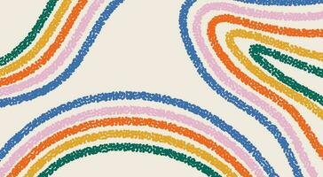 astratto mano disegnato sfondo con arcobaleno colorato strisce e copia spazio nel centro. di moda sfondo con infantile dipingere scarabocchiare, colorato gesso disegno. copertina per design striscione, annunci vettore