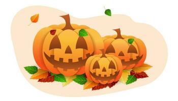Halloween zucca vettore illustrazione, Jack o lanterna isolato su bianca sfondo. pauroso arancia immagine con occhi e candela