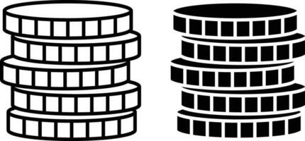 un' mucchio di i soldi monete icona impostato vettore