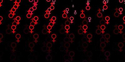 sfondo vettoriale rosso rosa chiaro con simboli di potere della donna