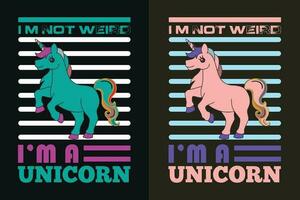 io sono non strano io sono un' unicorno, unicorno squadra, animale amante camicia, mio spirito animale, unicorno maglietta, bambini maglietta, arcobaleno camicia, regalo per unicorno amante vettore