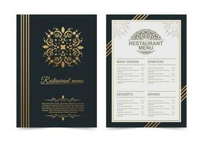 layout di menu di lusso con elementi ornamentali. vettore