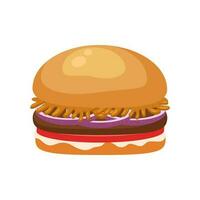 illustrazione di hamburger stilizzato o cheeseburger. pasto veloce. isolato su sfondo bianco. vettore