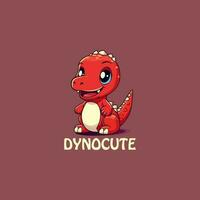 carino cartone animato adorabile rosso dinosauro. carino raccapricciante dinosauro portafortuna logo vettore illustrazione
