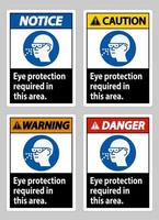 protezione degli occhi richiesta in quest'area su sfondo bianco vettore