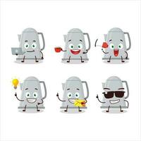 elettrico bollitore cartone animato personaggio con vario tipi di attività commerciale emoticon vettore