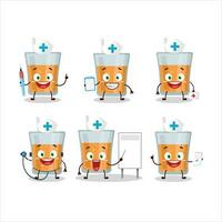 medico professione emoticon con papaia succo cartone animato personaggio vettore