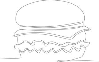 singolo continuo linea disegno cheeseburger. globale giorno genitore concetto vettore