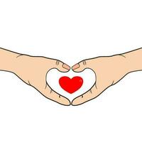 mani fabbricazione cuore cartello su Sopra, San Valentino giorno, vettore illustrazione. eps10.