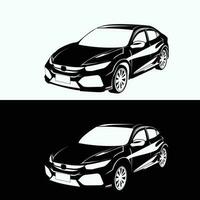 illustrazione sport macchina, nera e bianca colore.premium vettore