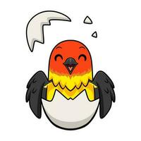 carino occidentale tanager uccello cartone animato dentro a partire dal uovo vettore