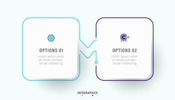 modello di progettazione di etichetta infografica vettoriale con icone e 2 opzioni o passaggi. può essere utilizzato per diagramma di processo, presentazioni, layout del flusso di lavoro, banner, diagramma di flusso, grafico informativo.