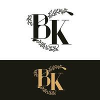 disegnato a mano nozze monogramma bk logo vettore