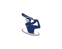 creativo cricket giocatore silhouette logo design icona isolato vettore concetto.