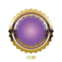 lusso viola distintivo e etichetta. un' viola e oro distintivo con un' oro confine vettore