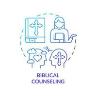 biblico Consulenza blu pendenza concetto icona. credenti Comunità cura. cristiano supporto astratto idea magro linea illustrazione. isolato schema disegno vettore