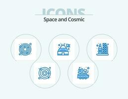 spazio blu icona imballare 5 icona design. trasporto. lancio. spazio. planetario. edificio vettore